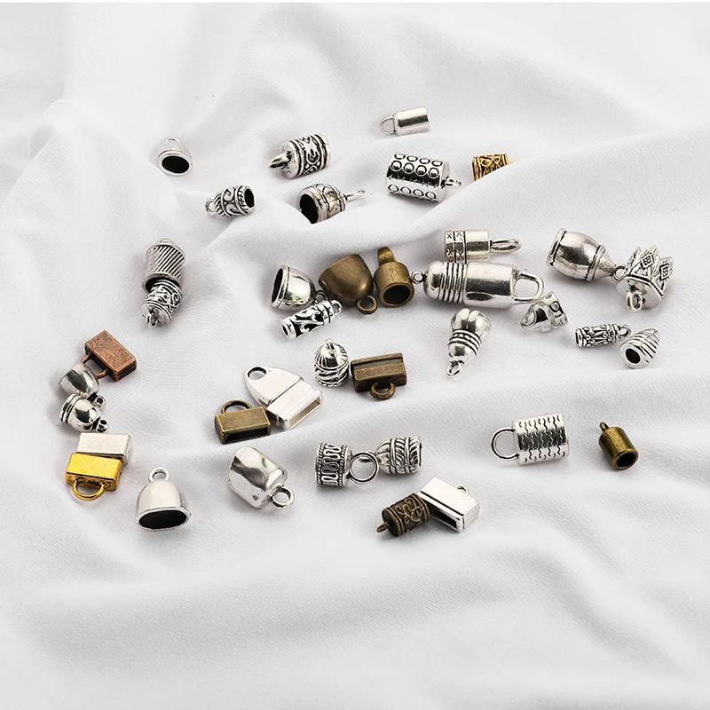 10-20 sztuk okrągłe zaślepki frędzle metalowe czapki z pętelką 2mm na okrągły skórzany sznurek bransoletka naszyjnik DIY akcesoria do wyrobu biżuterii — zdjęcie 6