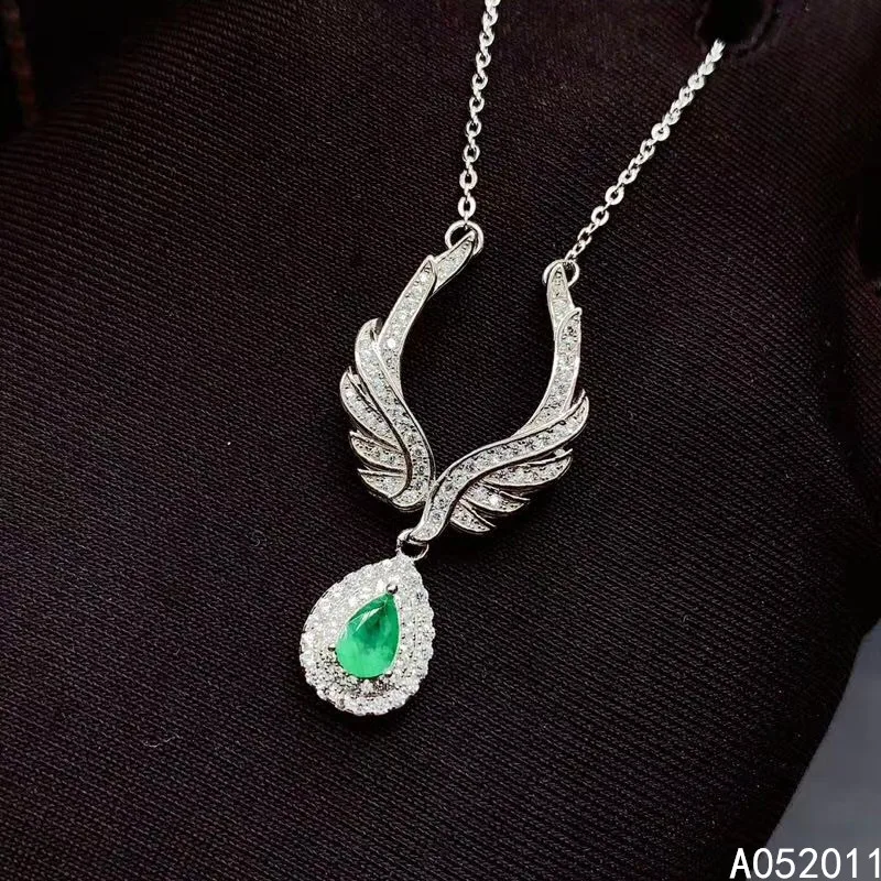 

KJJEAXCMY fine jewelry natural Emerald 925 sterling silver popular girl new pendant necklace chain support test hot selling