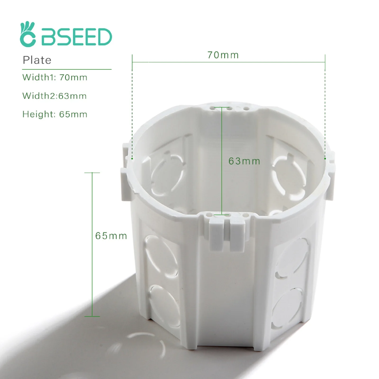 Bseed New Wall Mounting Box Internal Cassette White Box 70*65mm For EU Standard Switch and Socket