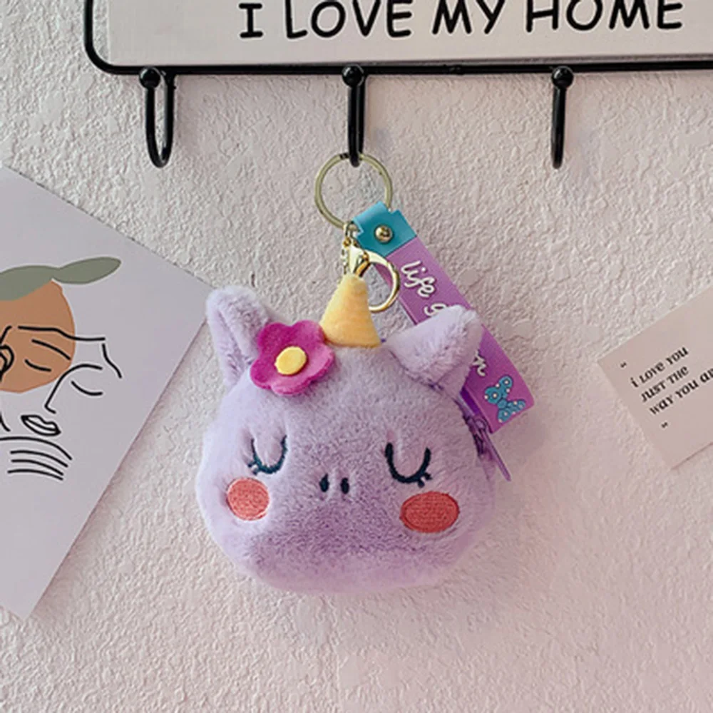 Cartoon Unicorn Plush Hand Strap Coin Purse PVC Clutch Bag Children's Coin Bag Holiday Gift Organizer Pouch