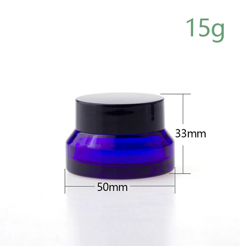 1PCS 15g/30g/50g Blue Glass Amber Cosmetic Facial Cream Bottles Lip Balm Sample Container Jar Store Vials Travel Makeup Pots