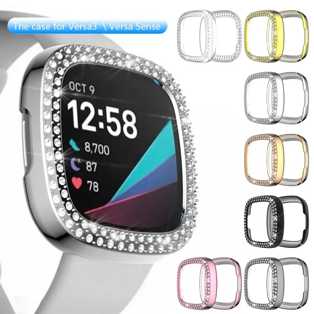 2020 Rondaful Bling Protective Case TPU Bumper Frame Screen Protector for Fitbit Versa 3 for Fitbit Sense