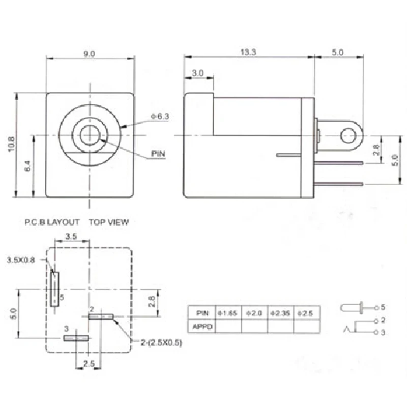 10Pcs DC-012 DC Power Socket Connector แหล่งจ่ายไฟหญิงเชื่อมต่อแจ็ค5.5X2.1Mm DC012A