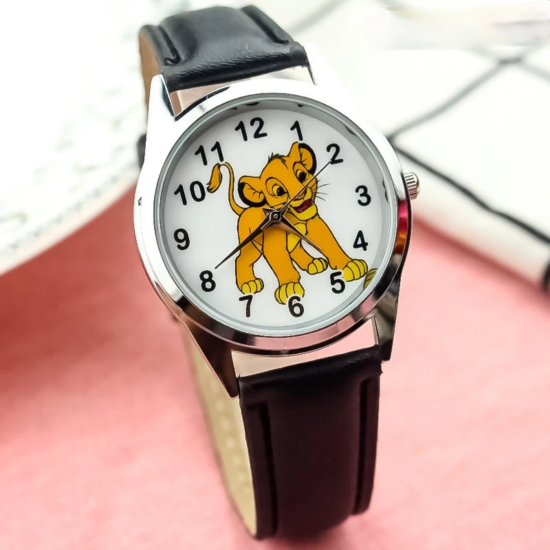 Cartoni animati Disney Il Re Leone Serie Simba Orologio per bambini Anime Orologio analogico al quarzo per bambini Orologio da ragazzo Orologio da