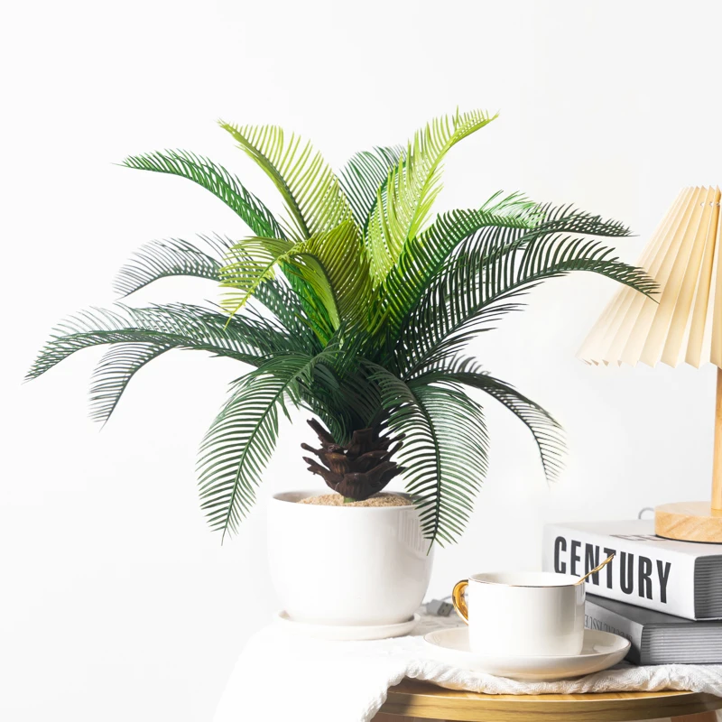 40 cm künstliche Pflanzen Cycas Palme Kunststoff tropische Pflanze gefälschte Baumblätter falsche Blätter für Hausgarten Hochzeitsdekoration – Detail 9