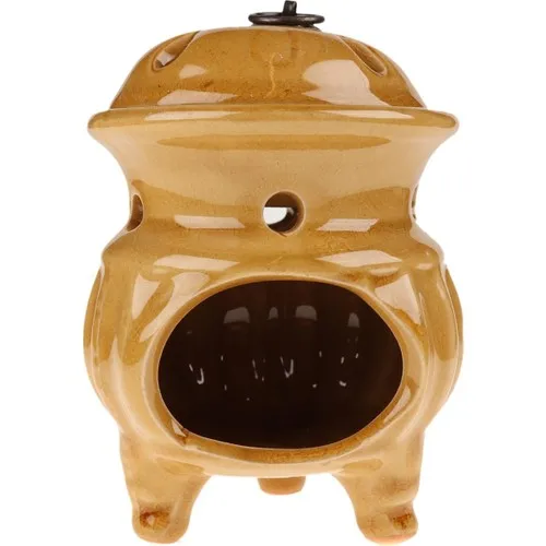 Attach Retro Design Cover Ceramic Censer Brown