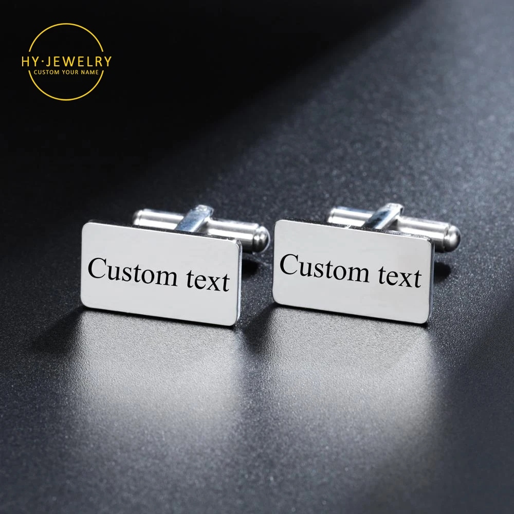 Custom Name Cufflinks Engraved Name Stainless steel Personalized Cufflinks Rectangular Custom Jewelry For Men Father's Day Gift