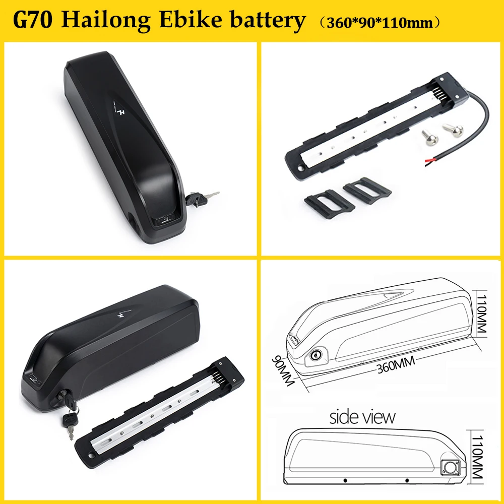 21700(L-G) EBike Battery Pack 36V 48V 19.2Ah 14.4Ah 24Ah 52V G56 G70 Hailong Case for Electric Bicycle 250W 350W 500W 750W 1000W