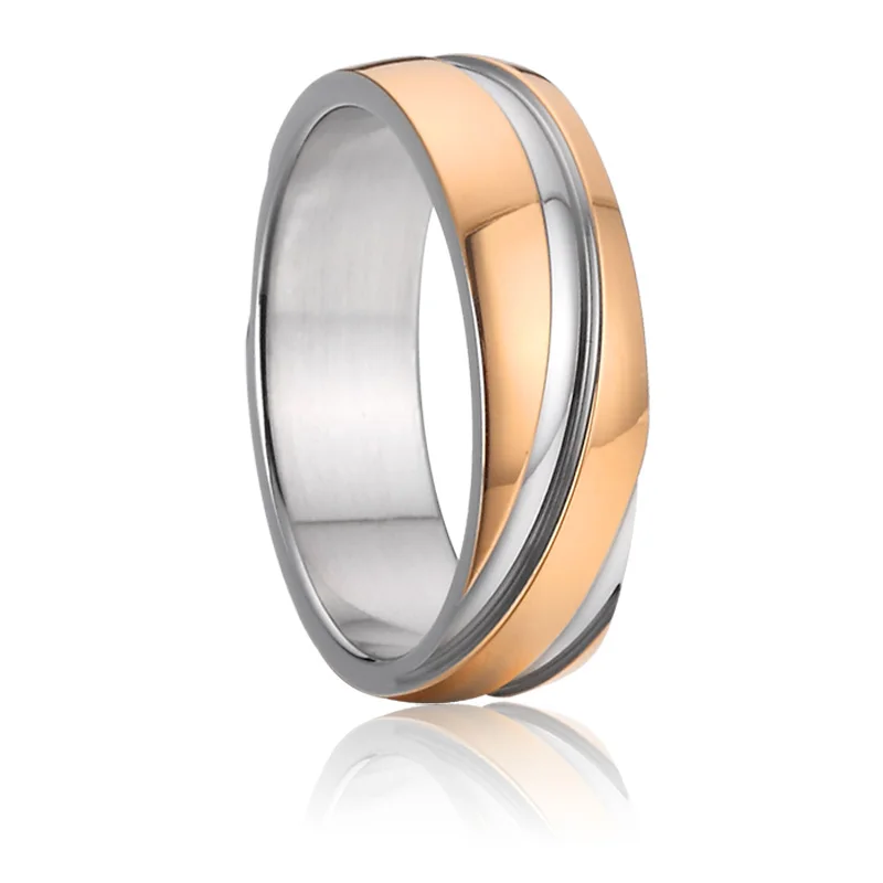 Unique Men\'s fashion titanium jewelry marraige finger ring Alliances wedding couple rings for women rose / gold color