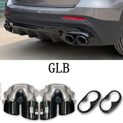 Rear Bumper Turbo Muffler Exhaust Tips Pipe Exits For Mercedes Benz GLB X247 GLB220 250 GLB35 GLB45 AMG Refitting 2020+