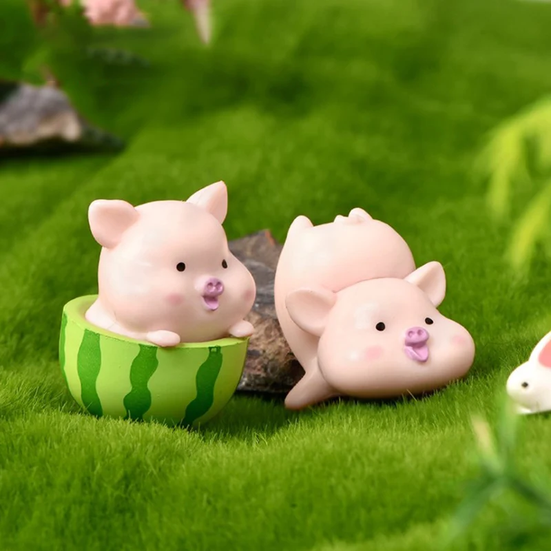 7pcs/set Creative Cute Cartoon Pig Animal Doll Toy Model Statue Figurine Ornament Miniatures Kids Play Toys