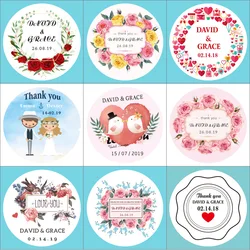 100PCS Round Wedding Sticker Sealing Sticker Gift Candy Box Label Self-adhesive Sticker Customize your name and date