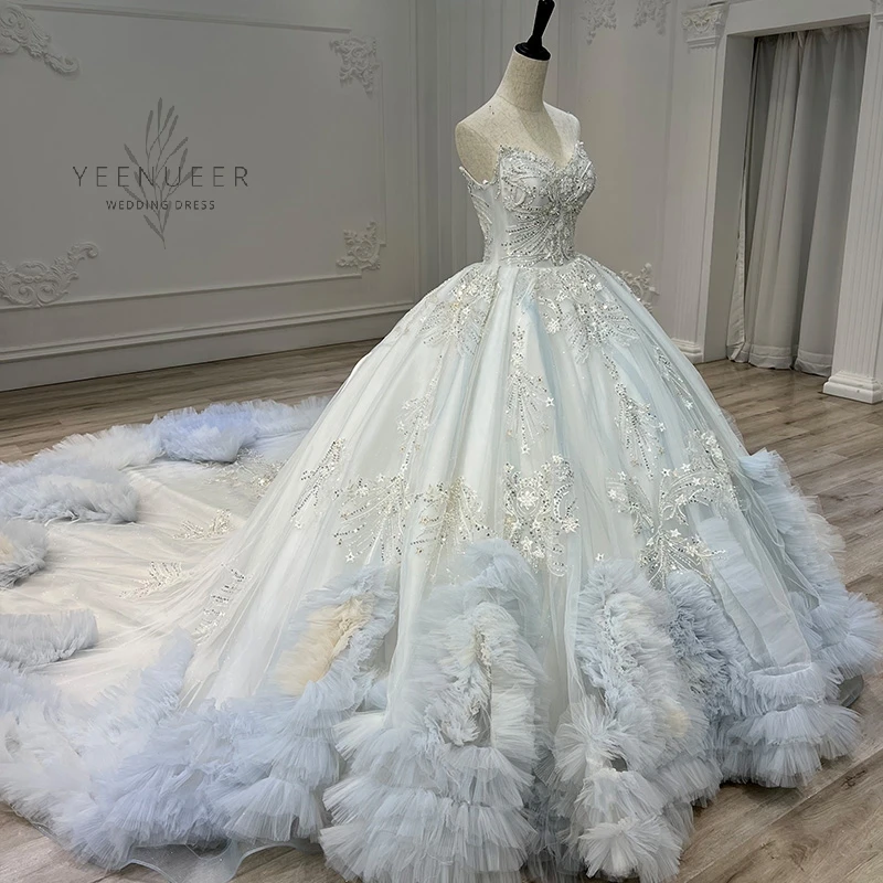 Yeenueer 2021 Elegant Ruffles Garden Wedding Dresses Boho Beach Wedding Dress Plus Size