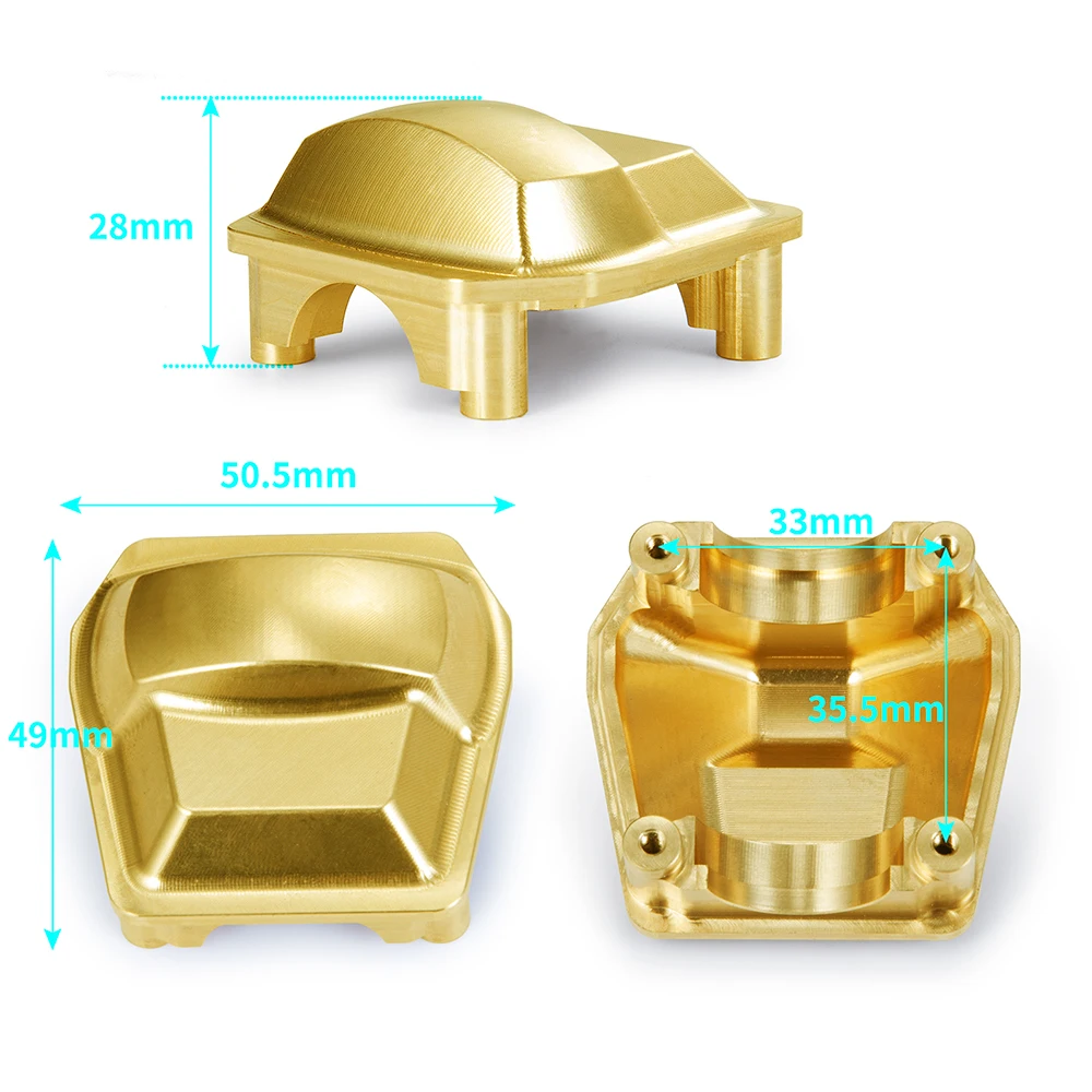 YEAHRUN Brass Axle Diff Cover Portal Drive Axle Counterweight for 1/6 Axial SCX6 AXI05000 JLU AXI05001 Trail Honcho Upgrade Part