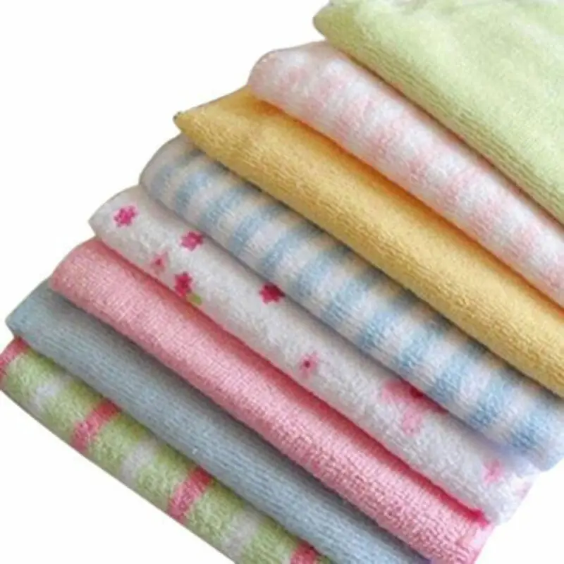 Pudcoco 8Pcs 100% Cotton BabyTowel Infant towels Newborn Bath Washcloth Bathing Feeding Wipe Cloth Soft muslin cloth handdoek
