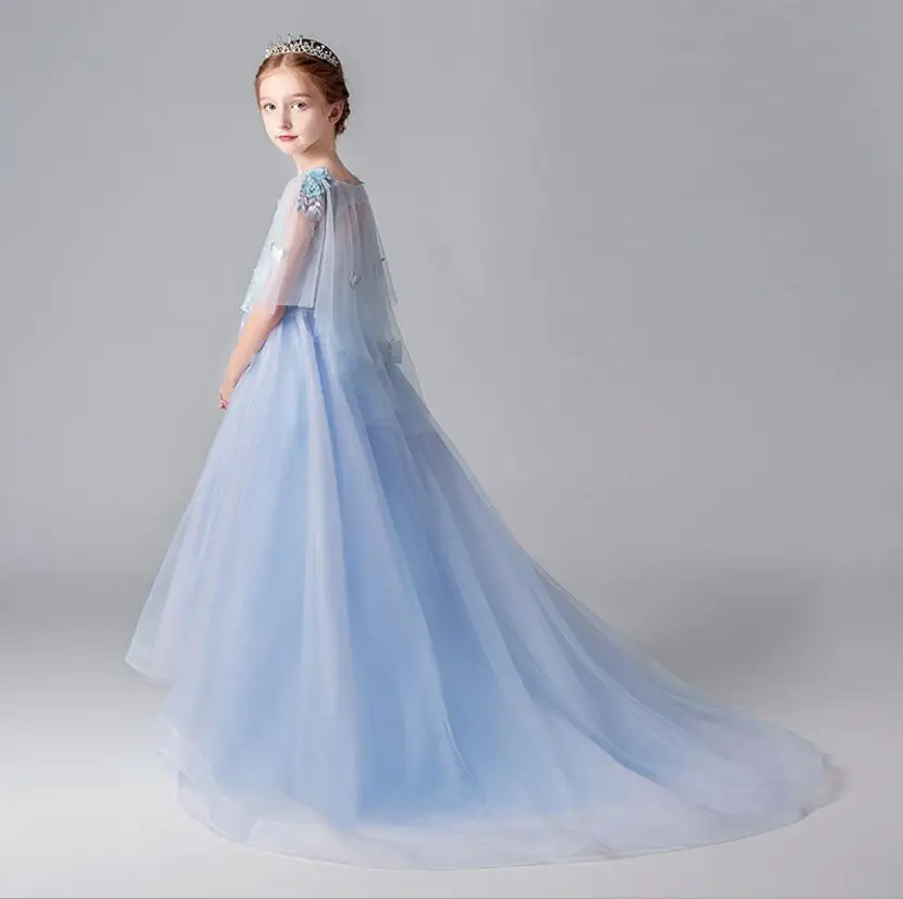 Elegant Appliques Lace First Communion Dress Long Trailing Kids Children Pageant Prom Wedding Princess Gown Flower Girl Dresses