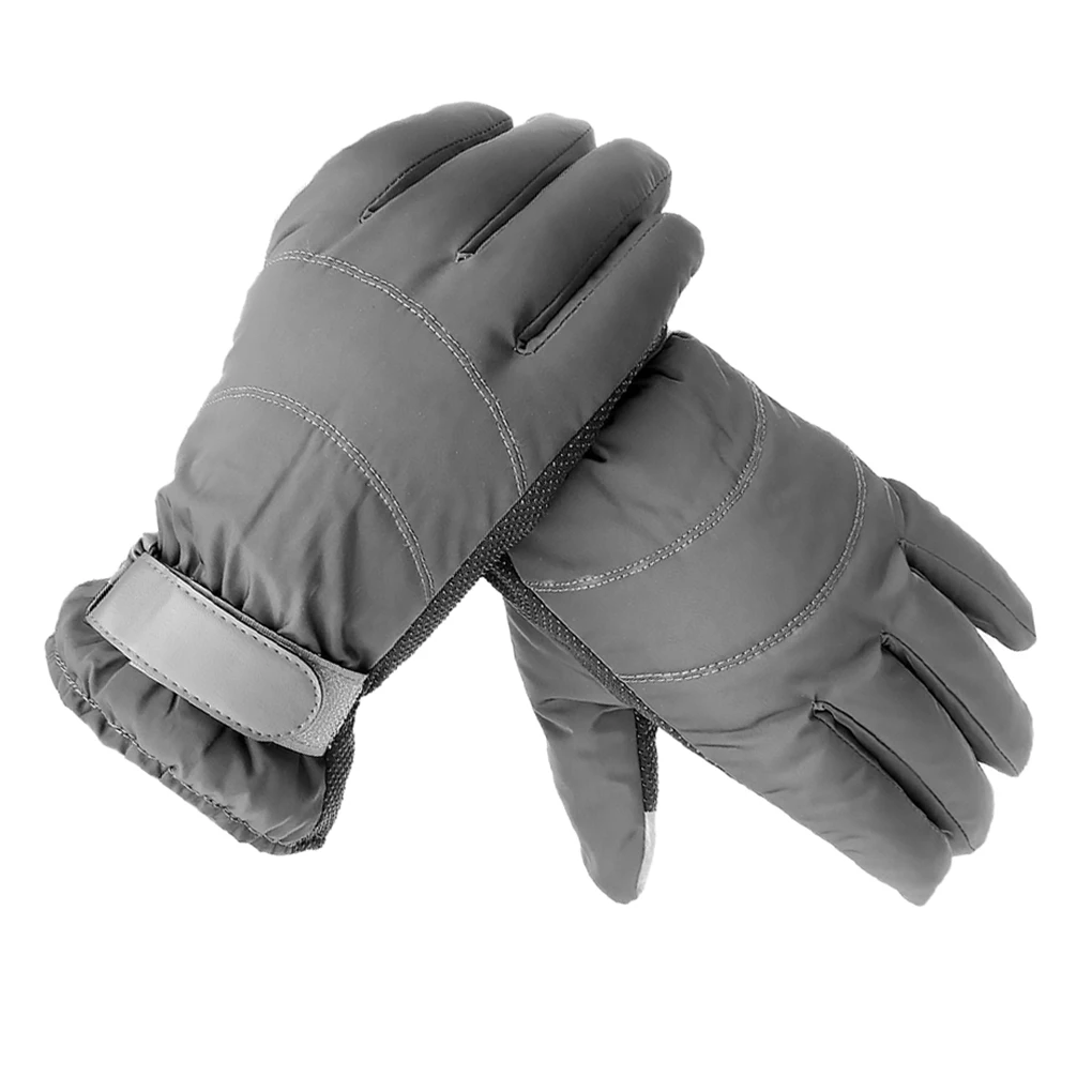 1 Pair Winter Warm Gloves Phone Touch Screen Waterproof Windproof Gloves Adjustable Wrist Band  Dark Grey