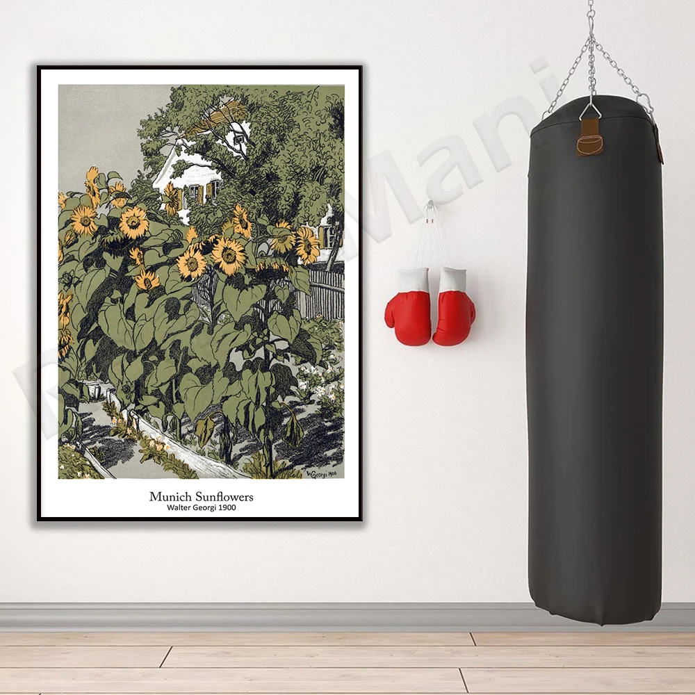 Fine art prints, Walter George, Munich sunflower 1900, Giclee prints, modern apartment office decoration 19th century art poster