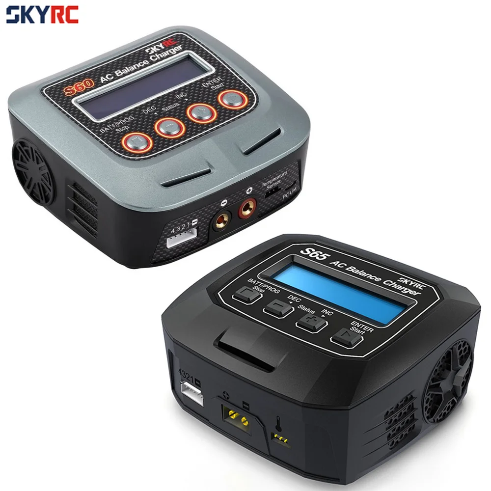 

SKYRC S60 S65 60W 65W 100-240V AC Balance Charger/Discharger for 2-4S Lithium LiPo LiHV LiFe Lilon NiCd NiMh PB RC Drone Car Bat