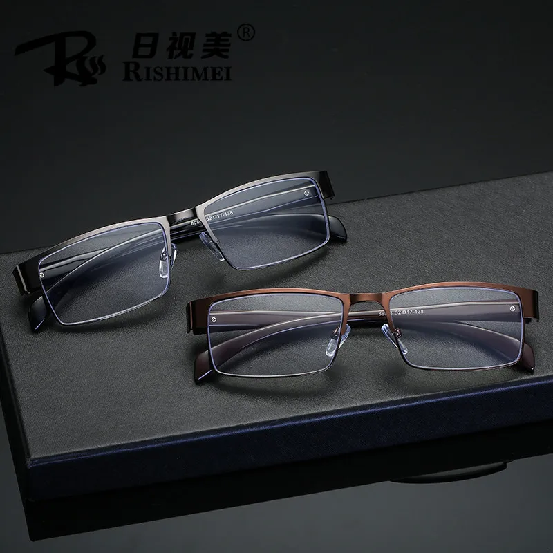 Fashion Metal Anti-Blue Ray  Reading Glasses For Men Business Style Full Rim Spectacles with Spring Hinges