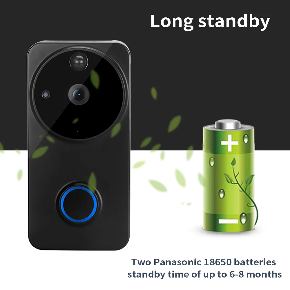 المنزل الذكي جرس باب يتضمن شاشة عرض فيديو لاسلكي Wifi1080P كاميرا غطاء مقاوم للماء الأشعة تحت الحمراء عن بعد تسجيل الأمن مراقبة دعوة الجرس