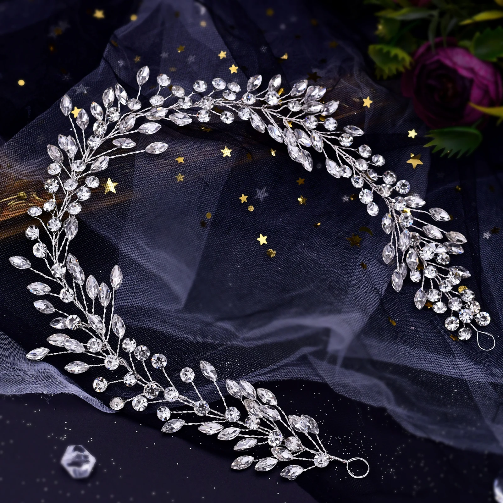 YouLaPan Bride Full Rhinestone Headband Romantic Hair Ornament Silver Color Shining Wedding Headwear Banquet Party Jewelry HP410