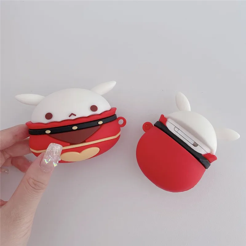 ร้อนเกม Genshin Impact น่ากลัว Dumpty หูฟังสำหรับ Apple Airpods 1 2 3rd ใหม่ Pro การ์ตูนน่ารัก Funda ด้วยตะขอ