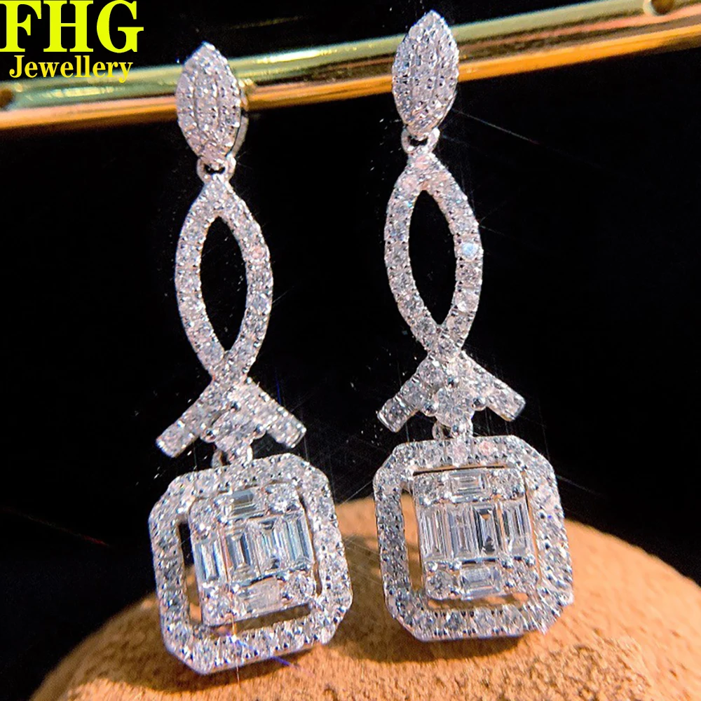 

18k Au750 White Gold Earrings Natural diamond 1.2Carat eardrop Earring Wedding Party Engagement Anniversary Fashion Elegant