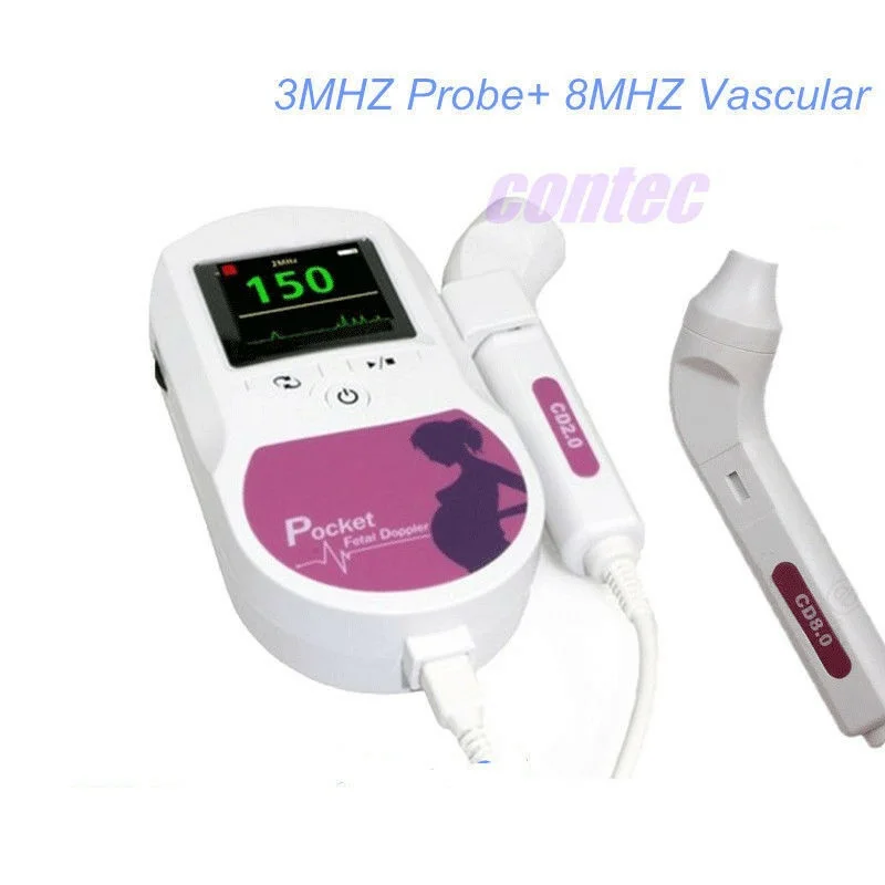 CONTEC Handheld Pocket Fetal Doppler LCD (3Mhzvascular， 8Mhz) CE
