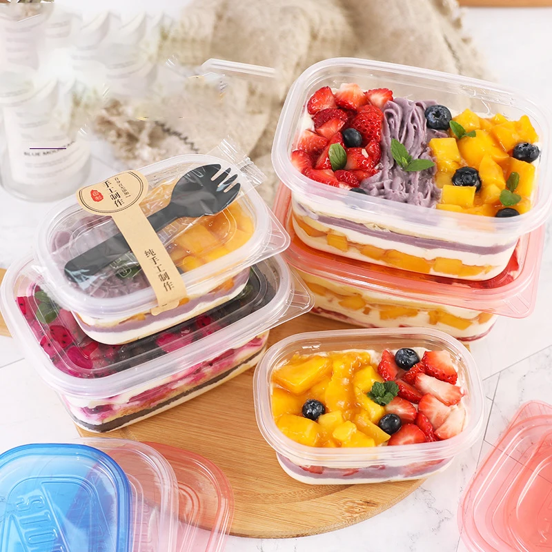 50Sets Clear Mousses Dessert Box Dessert Container Wedding Party Favor Baking Packaging Cake Bowl Gift Box For Kitchen Storage