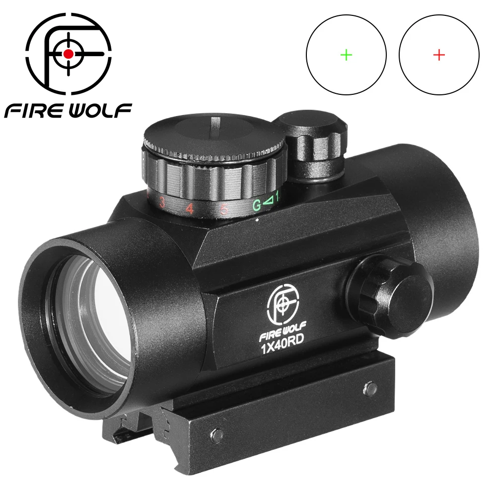 Fire Wolf 1x40 Red Dot Red Green Crosshair 11mm/20mm Hunting Scope Tactical Holographic Mounted Optical Scope Rifle Scope