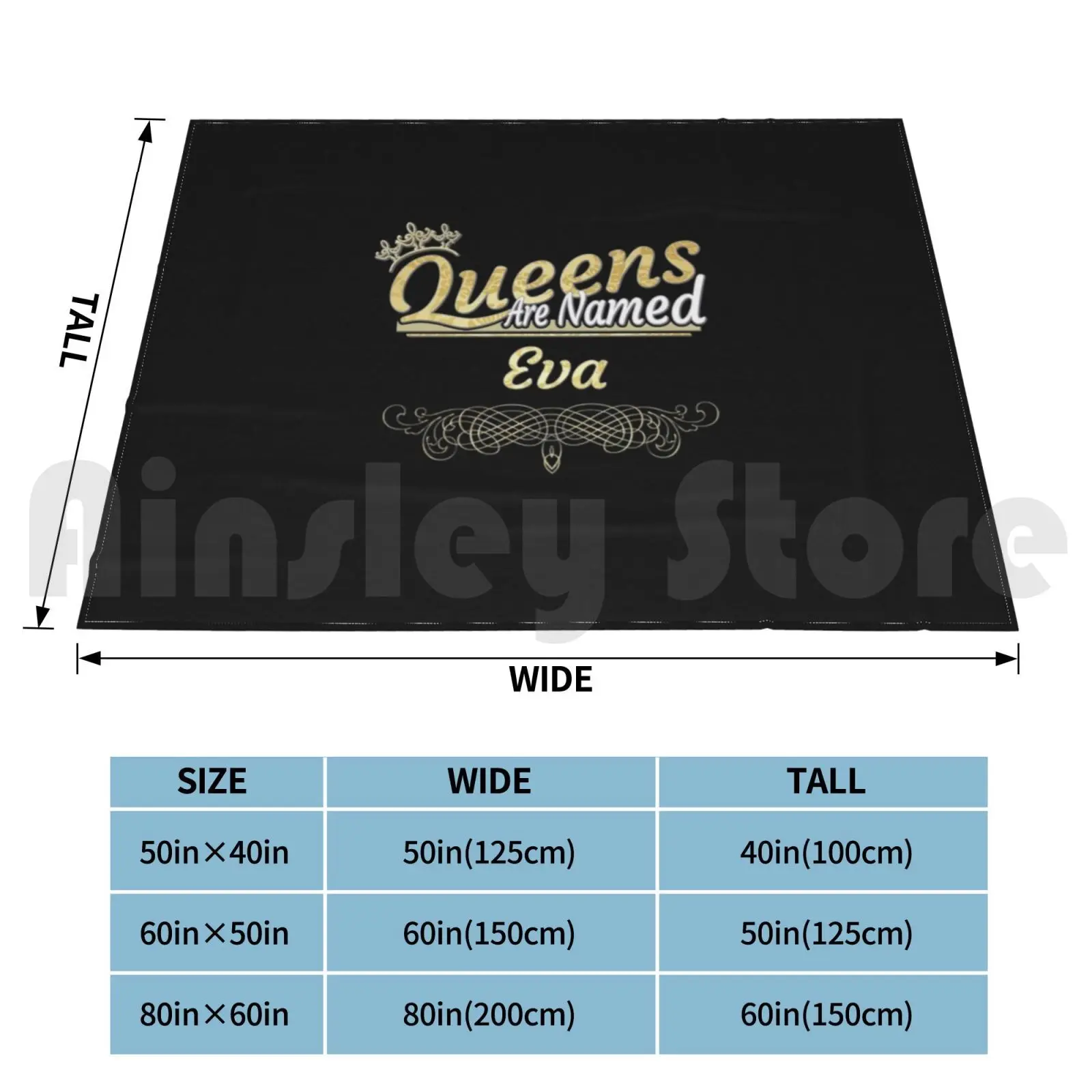 Eva Name-Queens Are Named Eva Blanket Fashion Custom Black Queen Eva Queens Are Named Eva First Name For Eva
