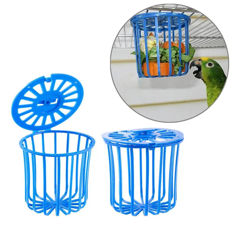 Multi-Purpose Cage Hanging Toys Bird Fruit Vegetable Feeder Basket Parrot Feeder Pet Bird Cage Feeder Supplies 2 Pcs