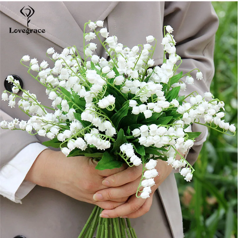 Lovegrace Convallaria Boeket Bruidsmeisje bos Bloemen Drop Verzending Bridal Lelie van de Vallei Bloem DIY Thuis Bruiloft Decor