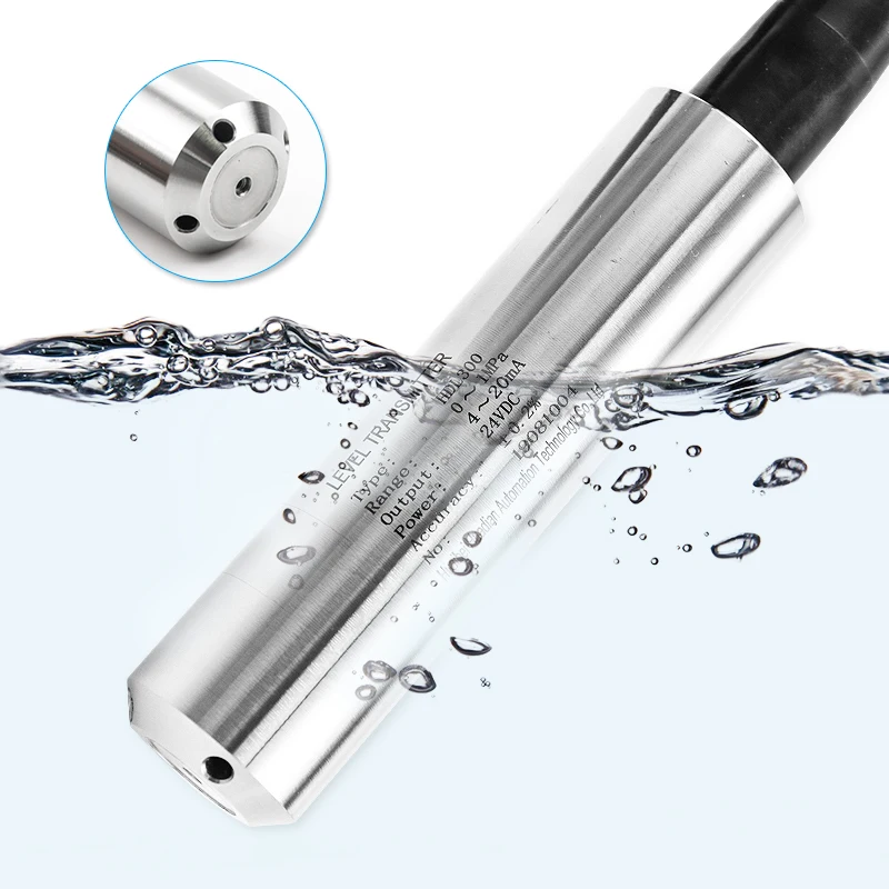 100m Distance Sewage Water Level Transmitter 4-20mA RS485 3V Power Submersed Water Level Sensor