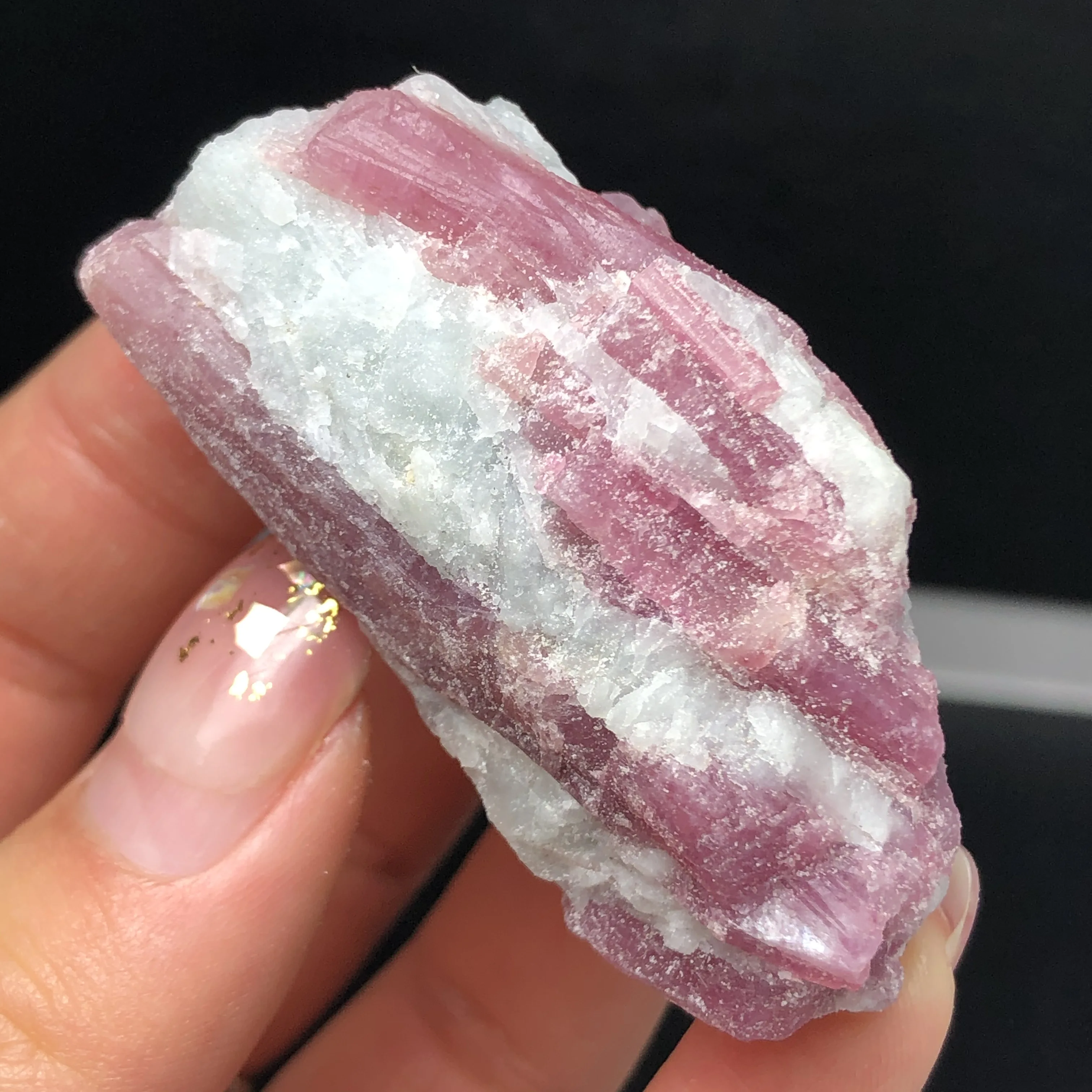 1Pcs Natural Green Pink Tourmaline Crystal Mineral Association Rough Stone Specimen  Rock Rare Original