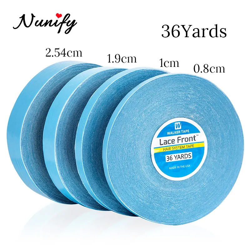 36Yards Hair System Tape Double Side Walker Tape 0.8Cm Blue Lace Front Wig Tape For Toupee Sweatproof Ultra Hold Wig Tape 2.54Cm