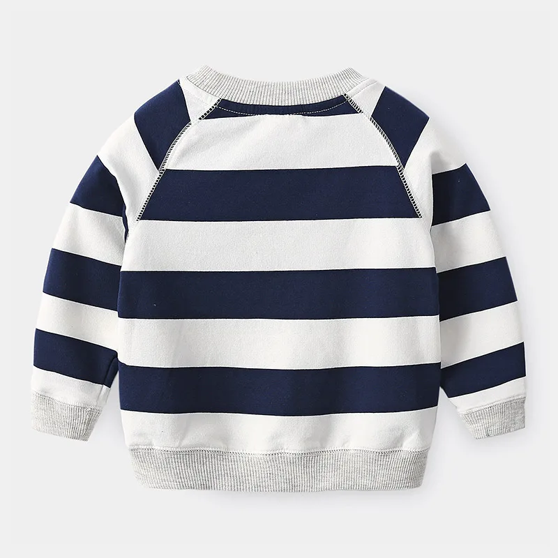 2023 Spring Autumn Fashion 2 3 4 5 6 7 8 9 10 Years Long Sleeve Striped Print Pullover Handsome Sweatshirt For Kids Baby Boy