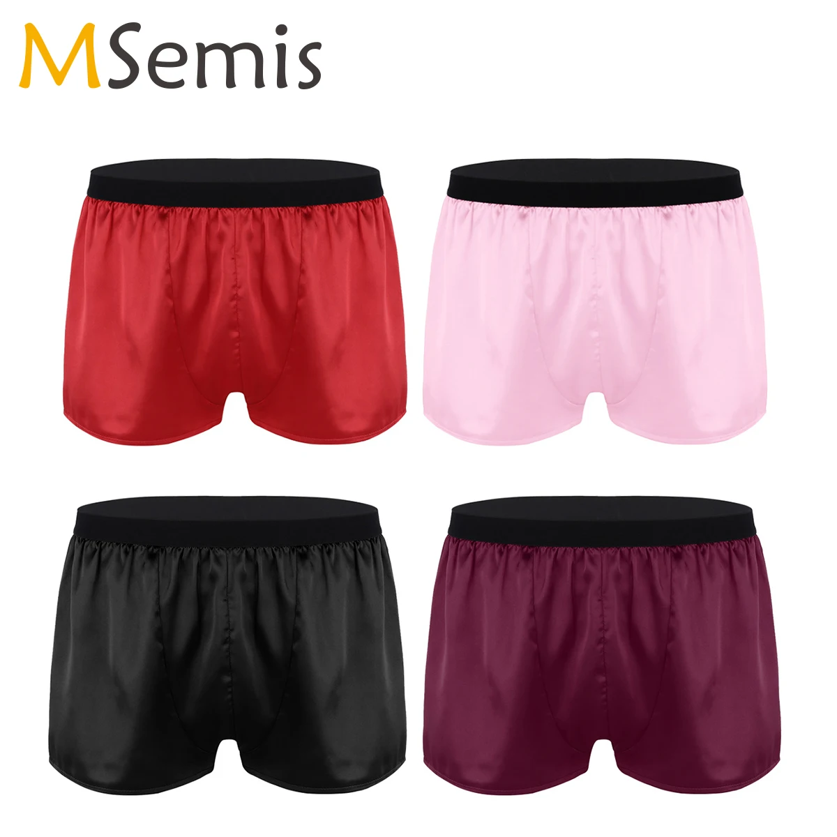 

MSemis Hot Sale Silk Satin Men Boxers Sexy Underwear Comfortable Solid Color Soft Men Sleepwear Boxers Shorts Hombre 2023 M-3XL