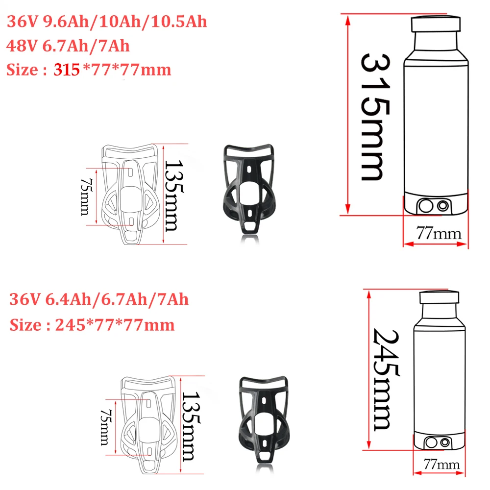 UNIT PACK POWER Bottle Ebike Battery 36V 48V 7Ah 10Ah Electric Bicycle Batteria Pack for Bafang Tongsheng 500W 350W 250W Motor