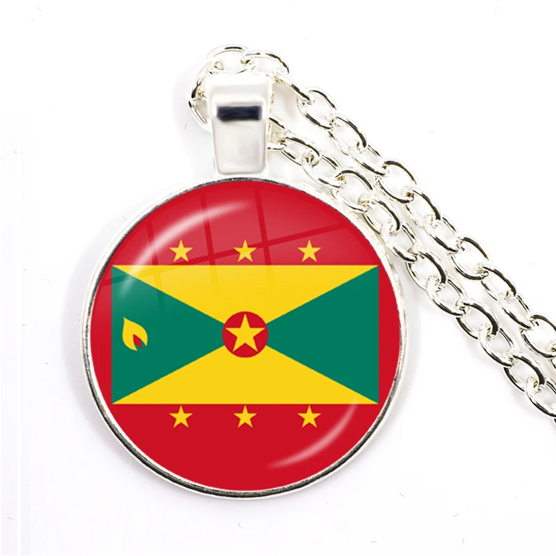 The Commonwealth of Dominica,Saint Lucia,Saint Vincent and the Grenadines,Barbados,Grenada,Ecuador National Flag Glass Necklace