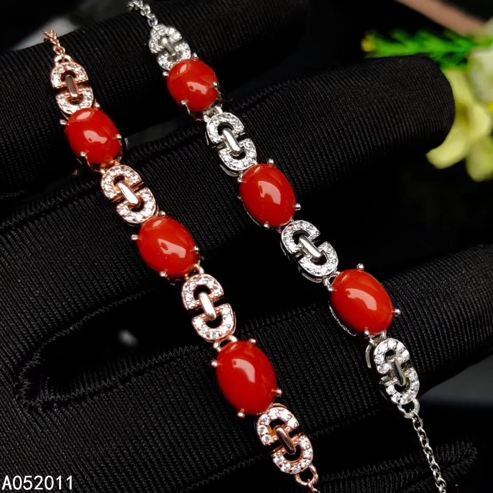 

KJJEAXCMY fine jewelry natural red coral 925 sterling silver popular new girl gemstone hand bracelet support test hot selling