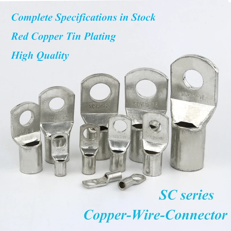 Copper Cable Lug Kit Bolt Hole Tinned Cable lugs Battery Terminals copper nose Wire connector Bolt Hole Tinned Copper Cable lugs