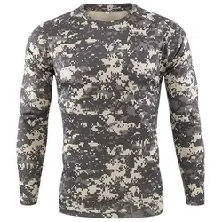 New Outdoor Quick Dry T Shirt Men Tactical Camouflage Long Sleeve Round Neck Sports Tshirt Camo Funny 3D Camouflage T-shirt