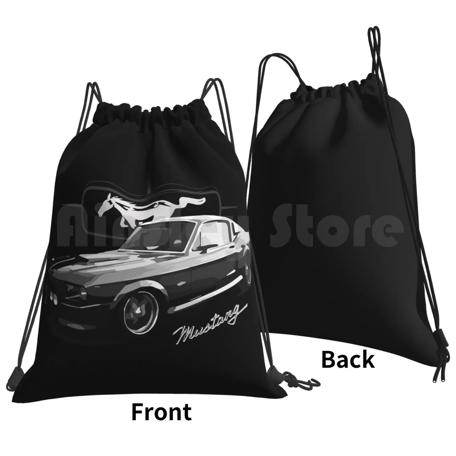 Vintage Shelby Backpack Drawstring Bag Riding Climbing Gym Bag Retro Saleen Classic Car Vintage Muscle Car Hot Rod Horse Gt