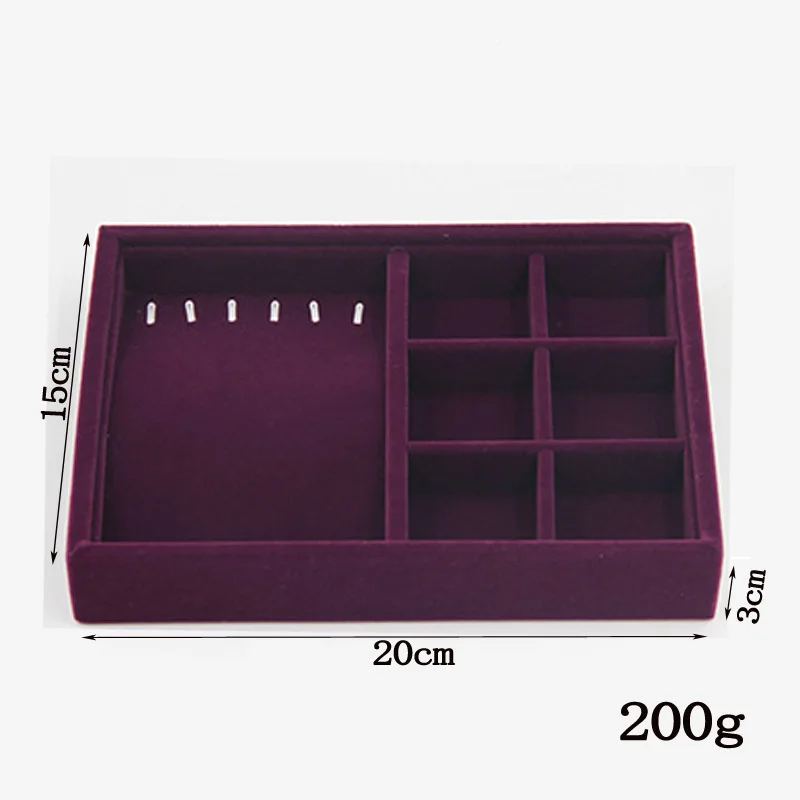 Wholesale DIY Cases 20*15*3cm Gray Velvet Drawer Dividers Partition Organizer Tray DIY Stuff Jewelry Hair Band Storage Box