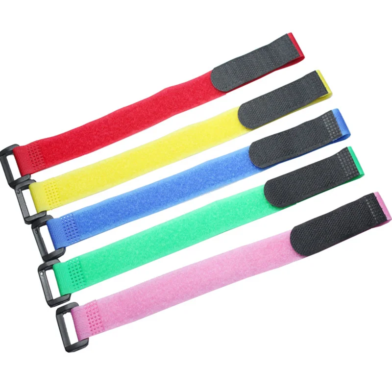 10pcs/lot 2*60cm colorful Nylon Hook and Loop Ties Down Straps with Buckle Fastening Cable Straps Adjustable Reusable Cablt Ties