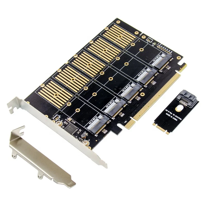 PCI-E X16 M.2 B Key SSD Adapter card PCIE to 5 Port B key NGFF M.2 SSD adapter card JMB585 chipset key b