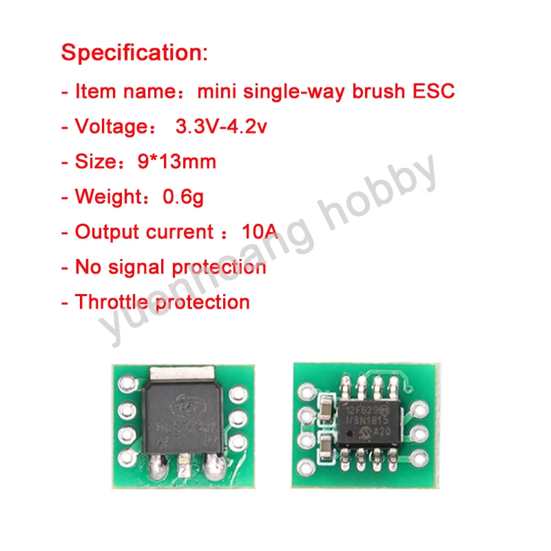 1PCS Micro 5A 10A Single-Way Brushed ESC 1S Lipo Battery Brush Electric Speed Control Module for RC Airplane 3.7V Motor Drive