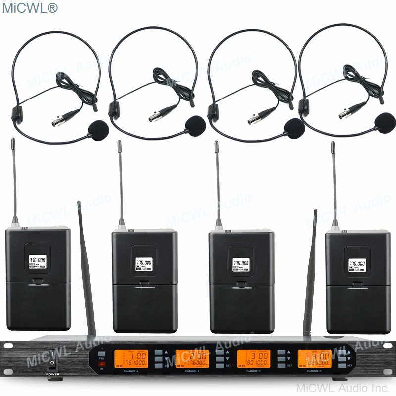 DMS900 4 Channel 4WD Wireless Microphone Digital System Theatre Stage Conference Live Travelling Performances 6.5mm XLR Balanced